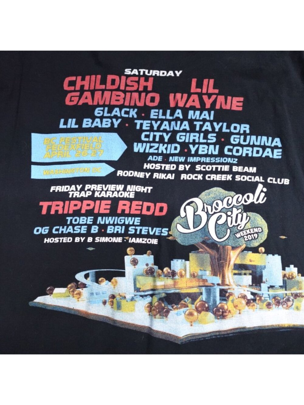 Broccoli City Shirt XL Black Childish Gambino Lil Wayne Trippie Redd